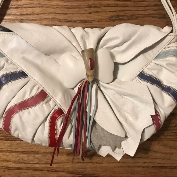 VTG Leather white Shoulder purse - Picture 2 of 6